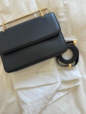 M2Malletier La Fleur Du Mal Calfskin Clutch/Crossbody with Gold Bar Handle